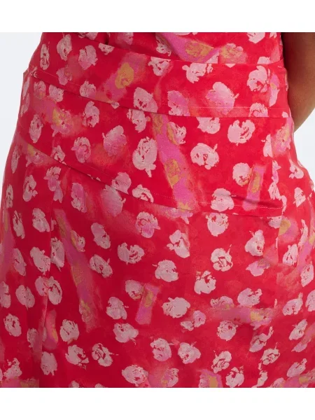 Fustă midi Isabel Marant de mătase cu model floral roșu