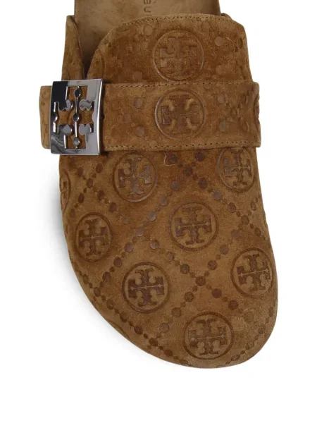 Papuci de casă Tory Burch cu cataramă maro