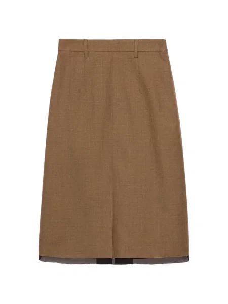 Fustă midi Prada de lână maro