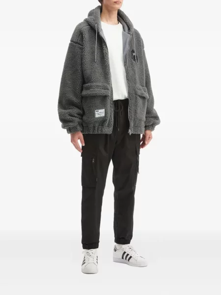 Geacă Fingercroxx din fleece cu glugă gri