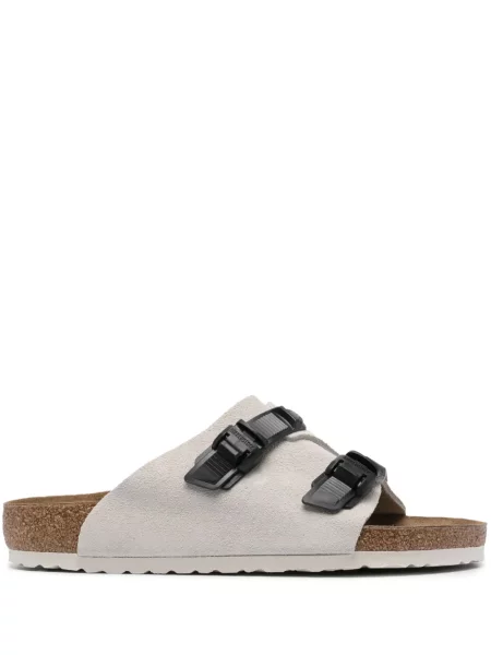 Sandale Birkenstock din piele de căprioară alb