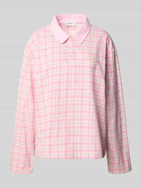 Przeskalowana koszulka polo z detalem z logo model Diana' Oh April różowe