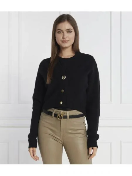 Pinko Cardigan | Cropped Fit cu adaos de lână negru