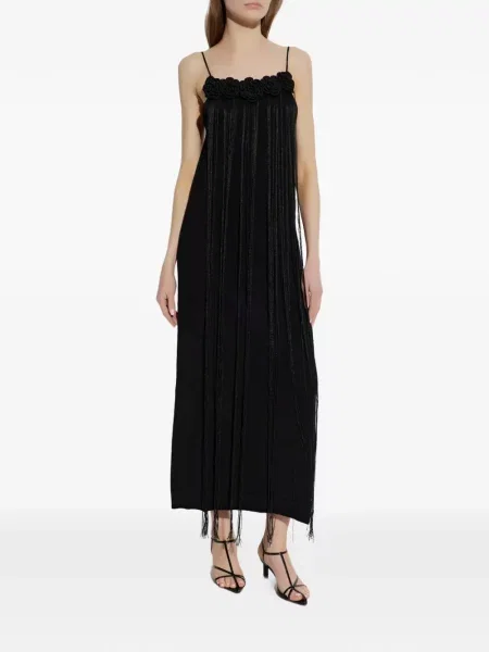 Костюм рокля Jil Sander на цветя с апликация черно