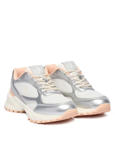 Sneakersy Calvin Klein Hike Runner Lace Up Mesh Mix Met Strieborná