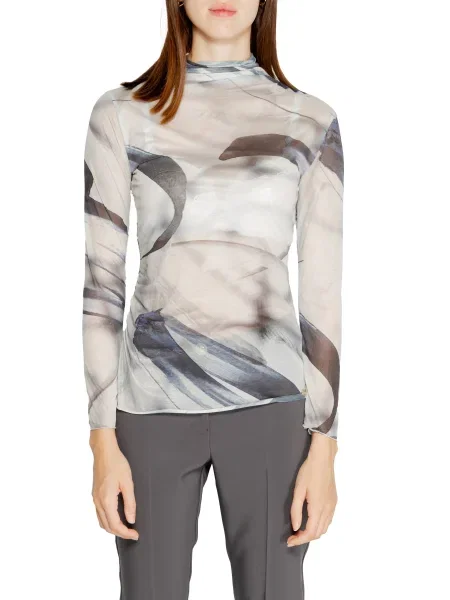 Bluzka Rinascimento z siateczką z siateczki z nadrukiem czarna