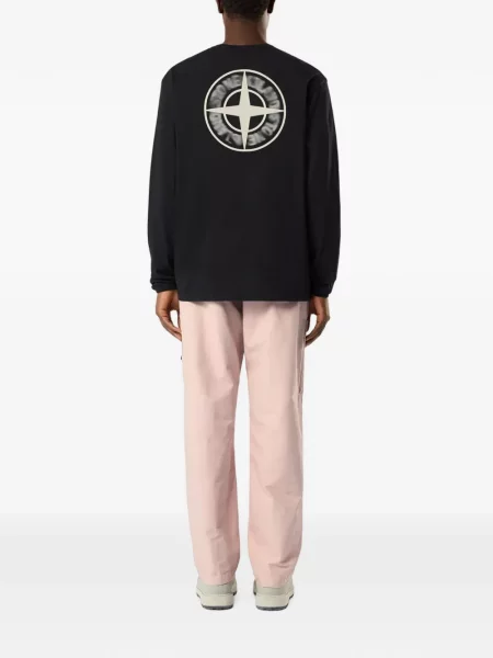 Lung tricou Stone Island cu imagine negru