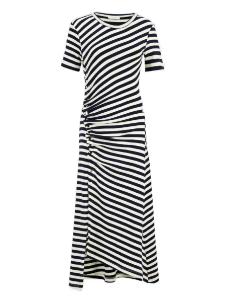 Rochie midi Rabanne cu dungi până la genunchi de costum negru