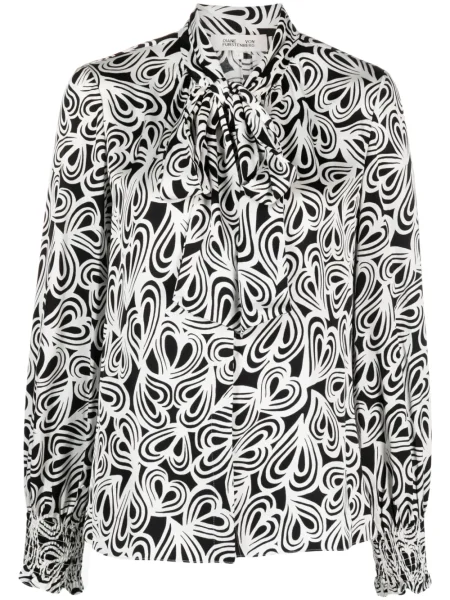Cămașă Dvf Diane Von Furstenberg cu motiv cu inimi negru