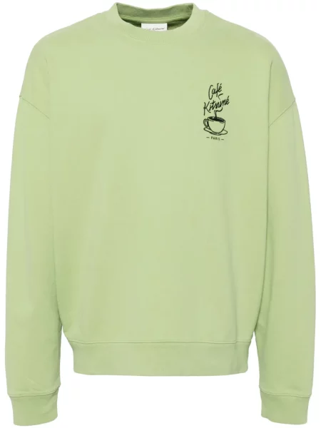 Hanorac Café Kitsuné cu broderie verde