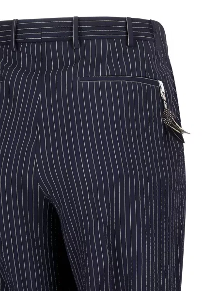 Pantaloni Pt Torino cu dungi plisate albastru