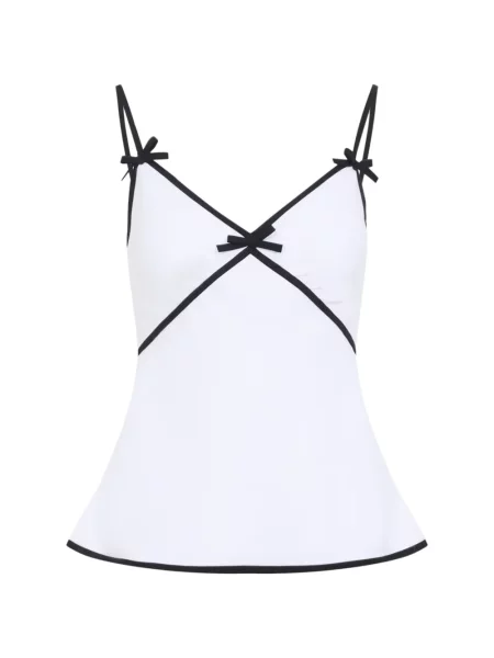 Top Moschino cu funde cu bretele alb