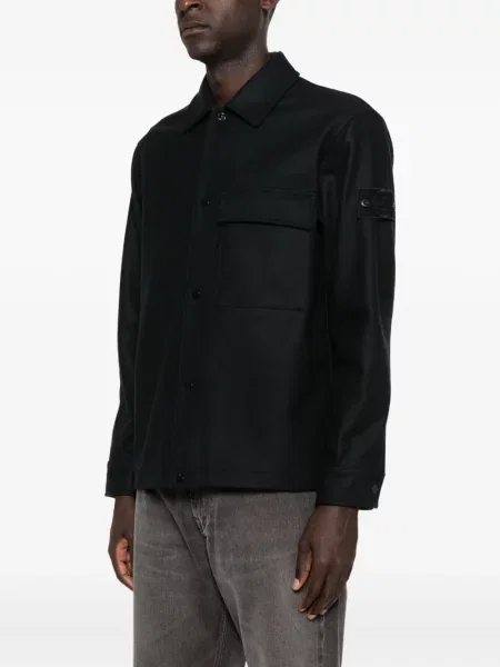 Cămașă Stone Island de lână cu strasuri albastru