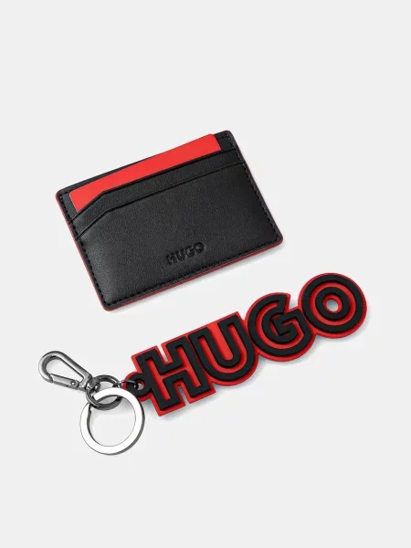 Etui za kartice + obesek za ključe HUGO črna