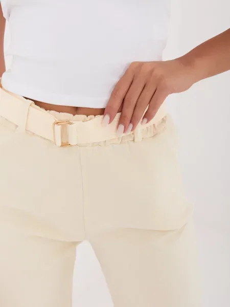 Pantaloni Italy Moda de catifea alb