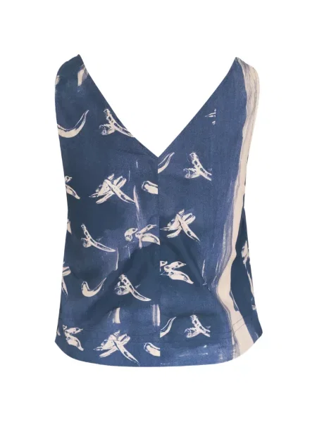 Bluza Odeeh bez rukava s printom s V-izrezom plava
