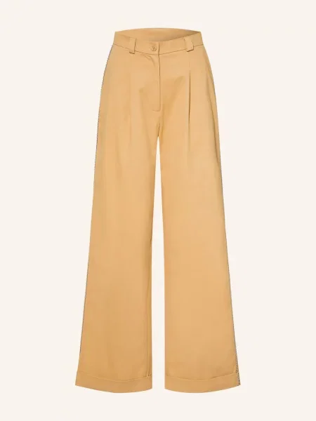 Claudie Pierlot Spodnie Typu Marlena Z Paskami Z Galonu beige beżowe