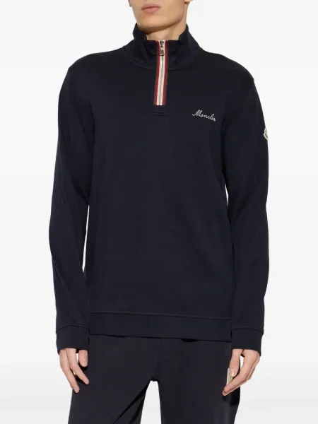 Hanorac Moncler de jumătate de fermoar albastru