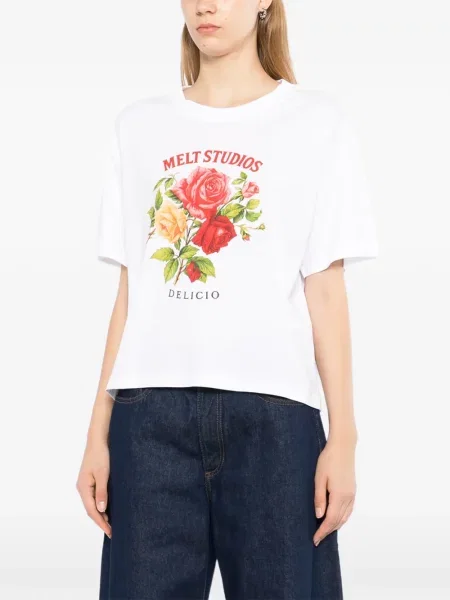 Tricou Melt cu model floral cu imagine alb