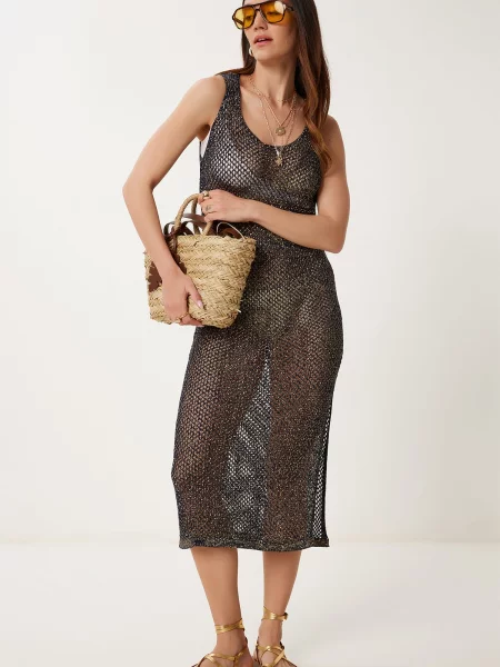 Happiness İstanbul Rochie tricotat noapte / auriu albastru