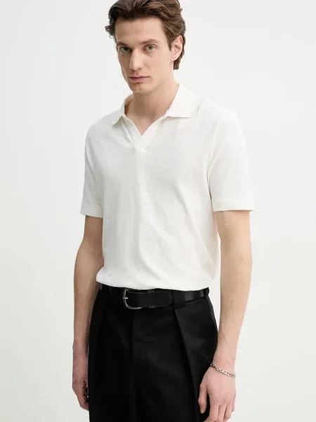 Polo z mešanico lana Marc O'Polo bela