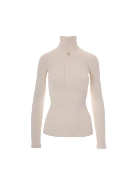 Sweter z golfem Elisabetta Franchi beżowy