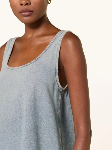 Ganni Džínové Šaty S Volánky tmavě modrá