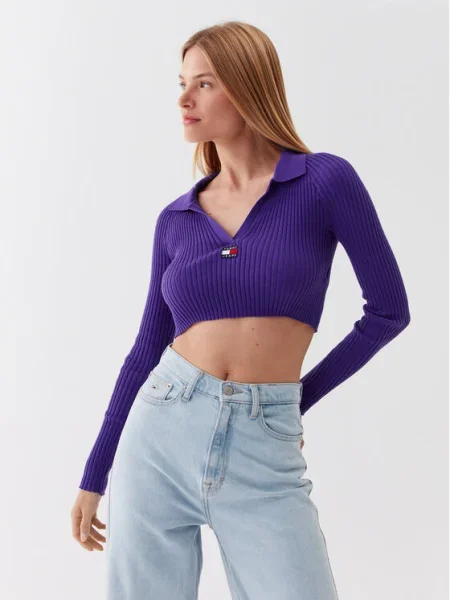 Tommy Jeans Pulover Badge violet
