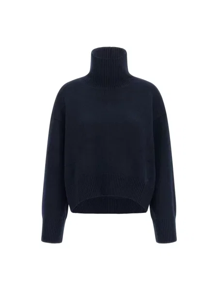 Lniany sweter z golfem Loulou De Saison niebieski