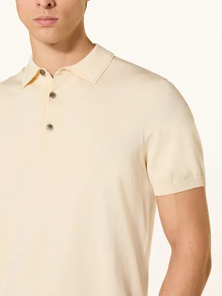 Profuomo Pletené Polo Tričko krémová