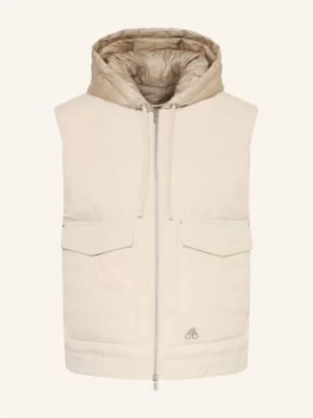 Moose Knuckles Kamizelka Puchowa Brixton Z Odpinanym Kapturem beige beżowa