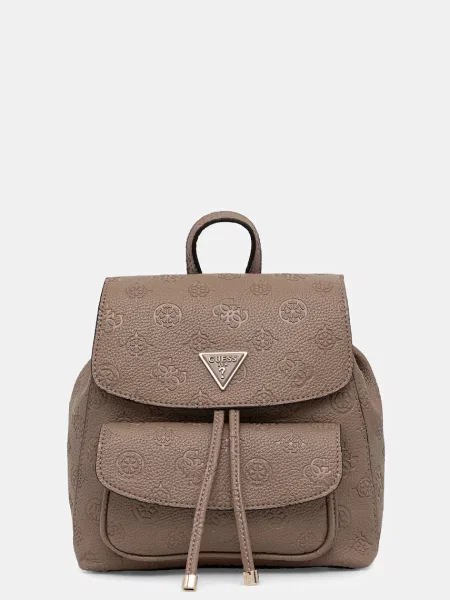Раница Guess CRESIDIA дамска малък с апликация бежово