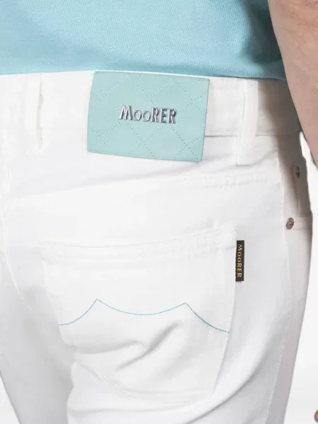Pantaloni Moorer cu 5 buzunare alb
