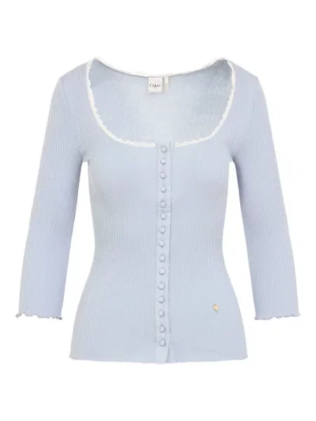 Top Chloé din dantelă albastru