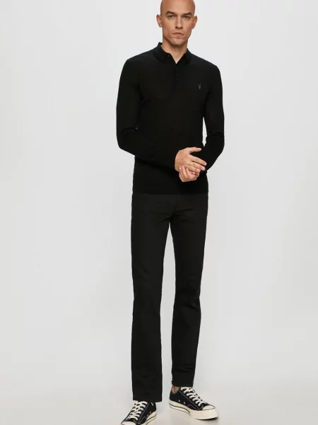 Polo majica Allsaints iz merina črna