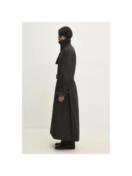VETEMENTS trencz Metalized Wrinkled Trenchcoat przejściowy oversize czarny