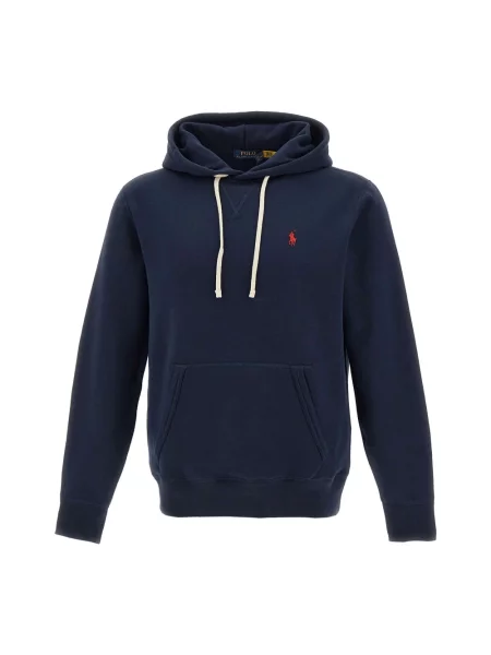 Bluza z kapturem Polo Ralph Lauren z kapturem z logo polarowa niebieska