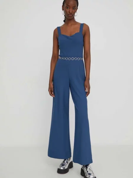 Overal Abercrombie & Fitch tmavomodrá cold shoulder