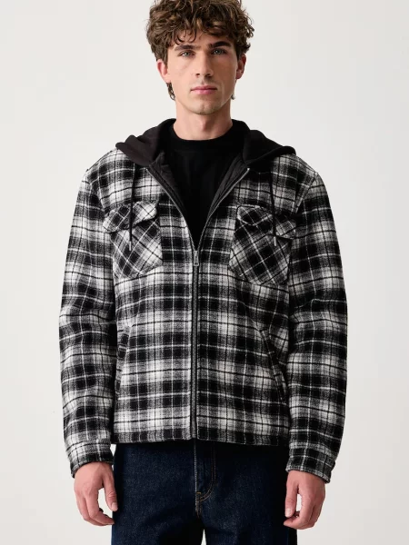 Guess Jeans geacă tip cămașă pentru bărbați cu vâscoză negru