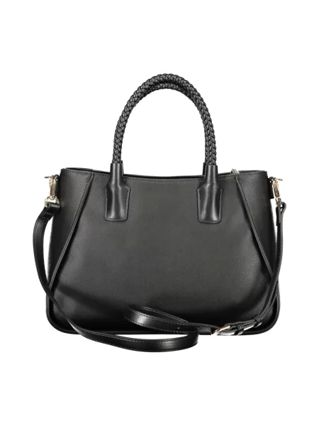 Lniana shopperka Valentino By Mario Valentino czarna