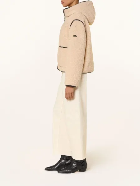 Barbour International Bunda Z Medvídkové Kožešiny Ramona režná černá