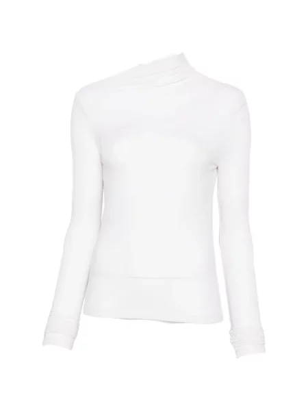 Lung top Imperial drapat alb