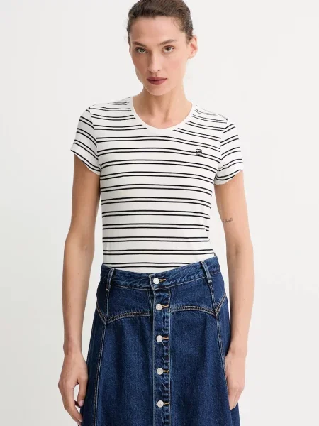 Тениска G-Star Raw дамска сиво бежово
