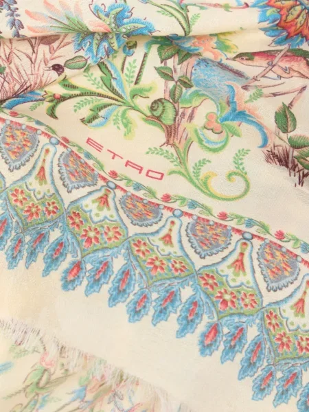 Fular Etro cu model floral cu imagine