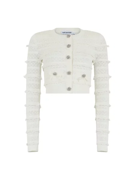 Dzianinowy kardigan Self-portrait biały