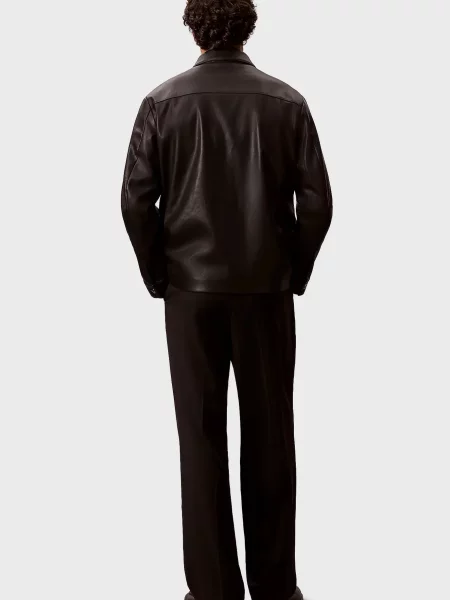 Шерстяные широкие путешествовать брюки Calvin Klein черные