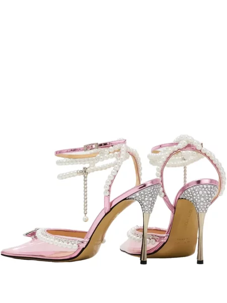 Pantofi cu toc Mach & Mach cu perle alb