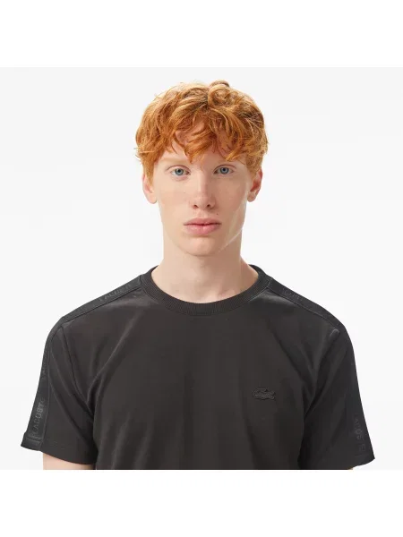 Lacoste T-Shirt Z Okrągłym Dekoltem Oversize czarny