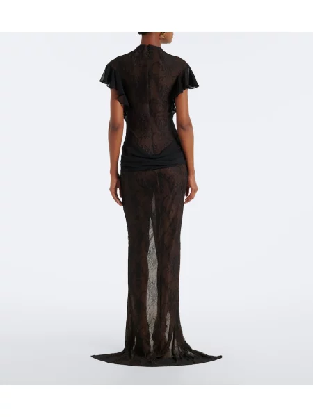 Rochie maxi De La Vali cu volane din dantelă negru