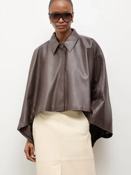 Answear.LAB kurtka skórzana VEXA brązowa